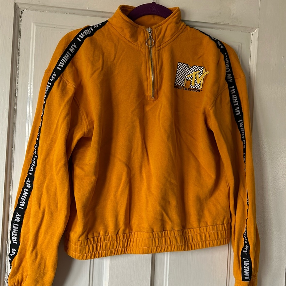 Dark yellow or mustard MTV sweater